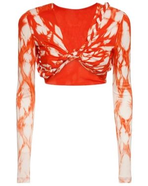 Dion Lee Knot Printed Blouse - Red