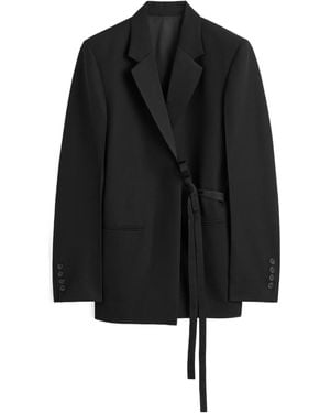 TOTEME Satin-Lapels Wrap Blazer - Black