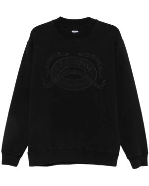 C.P. Company Logo-Embroidered Sweatshirt - Black