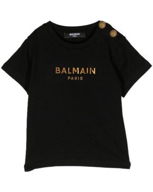 Balmain Logo-Print Cotton T-Shirt - Black