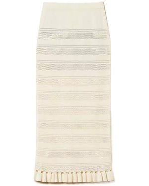 Twinset Ruffle Knitted Midi Skirt - Natural