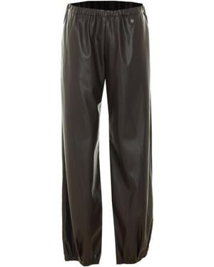 Aniye By Elasticated Faux Leather Trousers - Grey