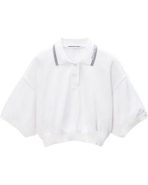 Alexander Wang Cropped Cinched Cotton Polo - White
