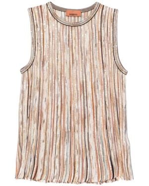Missoni Sequined Striped Sleeveless Top - Natural