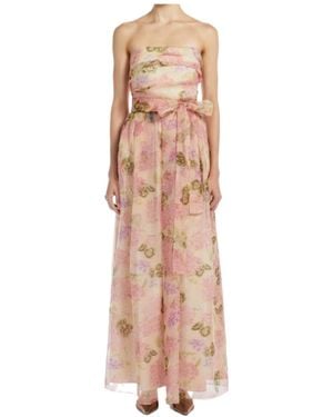 Max Mara Patterned Organza Bustier Dress - Pink
