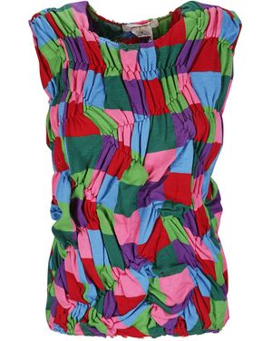 Comme des Garçons Comme Des Garçons Shirt Paneled Ruched Knitted Top - Blue
