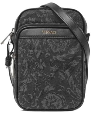 Versace Barocco Athena Zip-Up Crossbody Bag - Gray