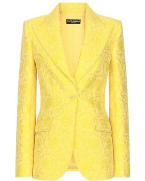 Dolce & Gabbana Floral Jacquard Single-Breasted Blazer - Yellow