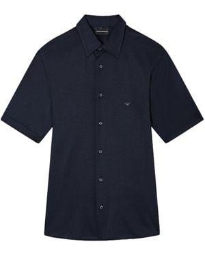 Emporio Armani Slimfit Shortsleeve Shirt - Blue