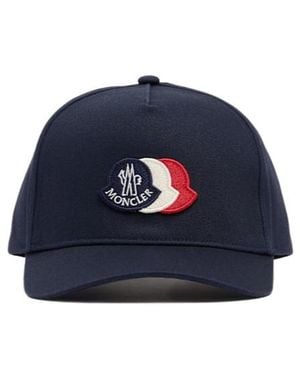 Moncler Tricolor Logo Cotton Baseball Cap - Blue