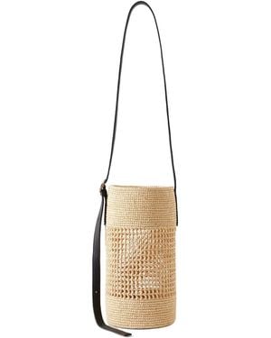 KHAITE Open-Weave Raffia Bucket Bag - Metallic