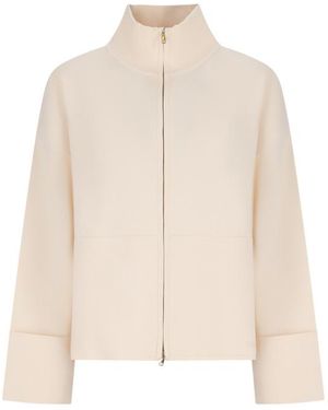 Max Mara Plava Zip-Up Cardigan - Natural
