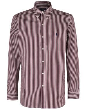 Polo Ralph Lauren Polo Pony-Embroidered Striped Shirt - Purple