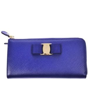 Ferragamo Bow Details Logo Wallet - Blue