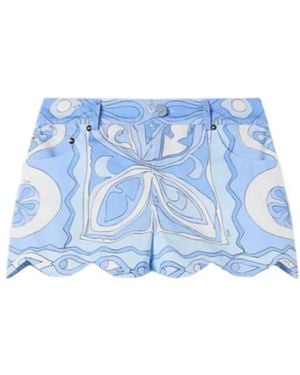 PUCCI Pucci Angoli Scalloped Printed Shorts - Blue
