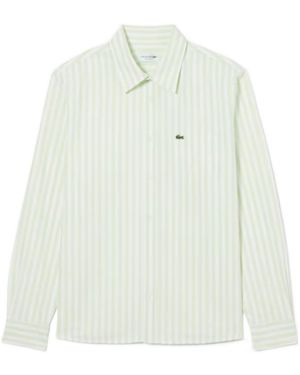 Lacoste Regular Fit Striped Oxford Shirt - White