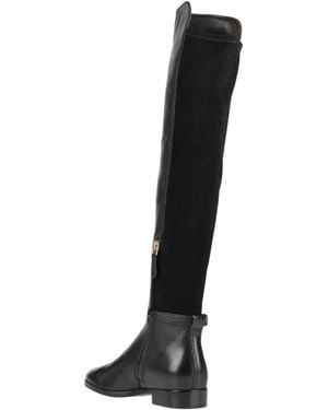 Tory Burch Solid Color Round Toe Long Boots - Black