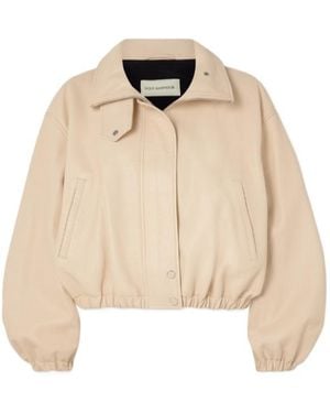 Nour Hammour Pia Leather Bomber Jacket - Natural