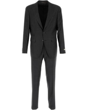Canali Long-Sleeved Jacket, Belt Loops, Pants, Suit - Black