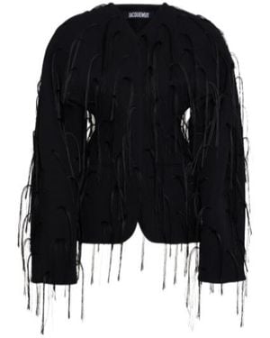 Jacquemus La Veste Ovalo Collarless Jacket - Black