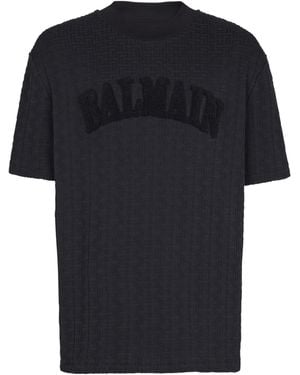 Balmain Terry Monogram Crewneck T-Shirt - Black