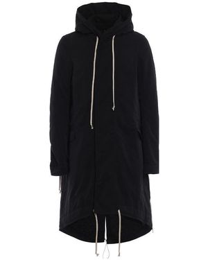 Rick Owens Drkshdw Hooded Long Parker Coat - Black