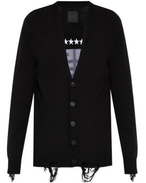 Givenchy Logo Embroidered V-Neck Buttoned Cardigan - Black