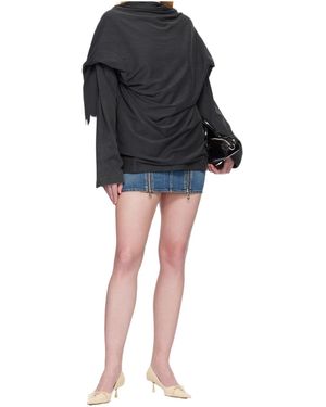 Jean Paul Gaultier Two-Zip Detail Denim Mini Skirt - Black
