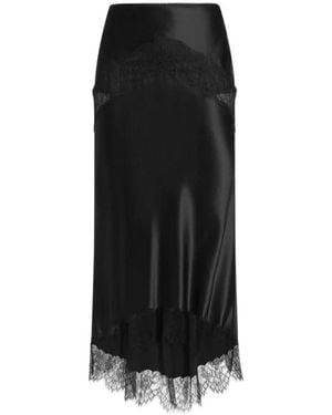 Dolce & Gabbana Silk Satin Lace Skirt - Black