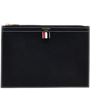 Thom Browne 4-Bar Tab Zipped Document Holder - Black