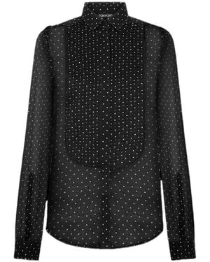 Tom Ford Polka-Dot Sheer Shirt - Black