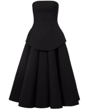Solace London Ada Strapless Crepe Midi Dress - Black