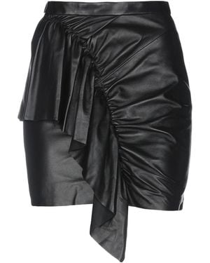 Isabel Marant Simple Solid-Color Leather Skirt - Gray
