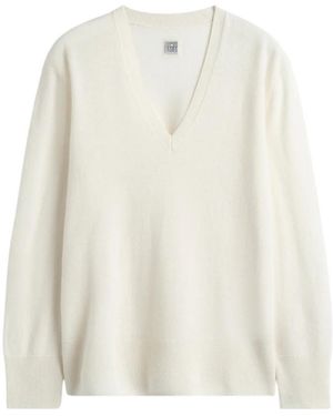 TOTEME Totême V-Neck Knitted Jumper - White