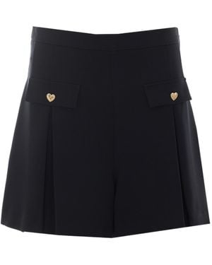 Twinset Crêpe Shorts With Heart-Shaped Buttons - Black