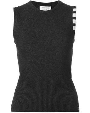 Thom Browne Cashmere Stripe Detail Top - Black