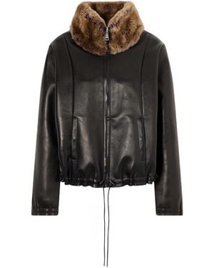 Stouls So Linda Shearling-Trimmed Leather Jacket - Black