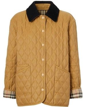 Burberry Corduroy Collar Diamond Quilted Jacket - Brown