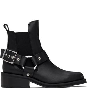 Ganni Low Cut Biker Chelsea Boots - Black