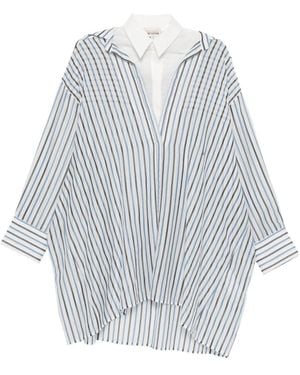 Semicouture Striped V-Neck Shirt - Blue