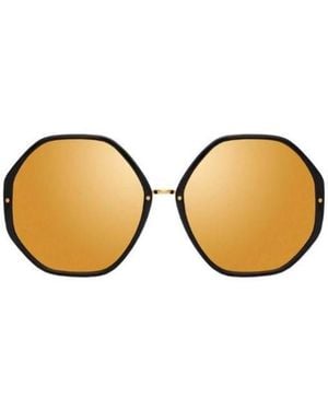 Linda Farrow Hexagonal Frame Sunglasses - Metallic