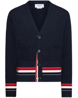 Thom Browne V-Neck Stripe-Detailed Cardigan - Blue