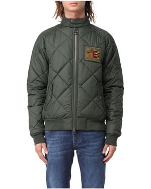 Barbour Logo Patch Zip-Up Padded Jacket - Grey