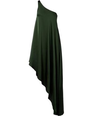 Norma Kamali Asymmetric One-Shoulder Satin Cocktail Dress - Green