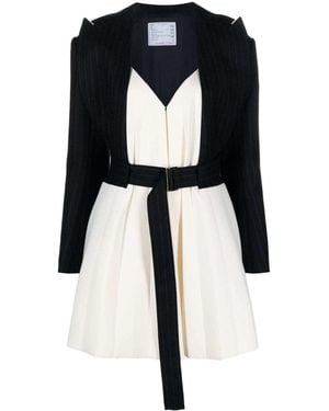 Sacai Striped Belted Bonding Jacket - Black