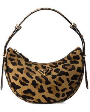 Prada Arqué Printed Leather Mini Shoulder Bag - Metallic
