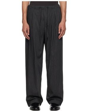 WOOYOUNGMI Striped Print Casual Trousers - Black