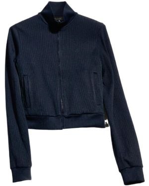 Gucci Rib Cotton Jersey Zip Sweatshirt With Web - Blue