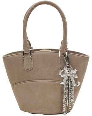 Self-Portrait Charm-Detail Suede Bucket Bag - Multicolor