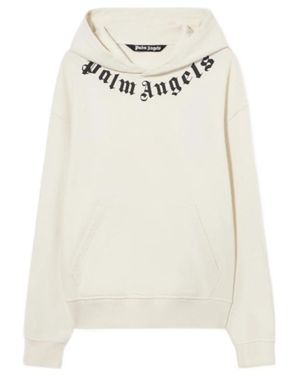 Palm Angels Neck Logo Hoodie - White